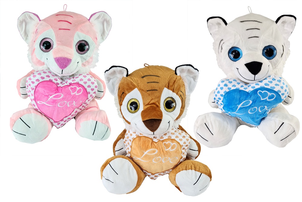 Tiger mit Herz 3-farbig sortiert ca 60 cm