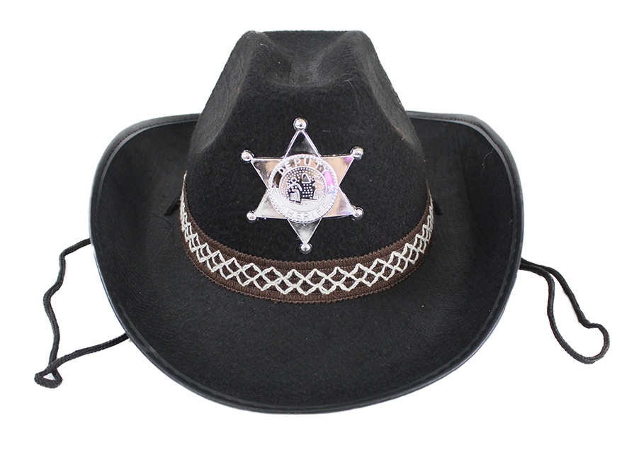 Cowboyhut Sheriff für Kinder schwarz