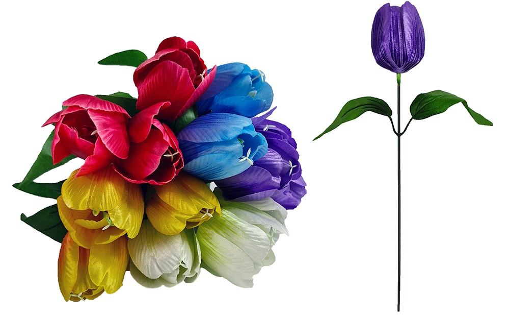 Tulpe mit Blatt 5 Farben sortiert ca 31cm