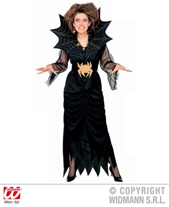 Kostüm Spiderlady (Kleid mit Stehkragen und Gürtel) Größe M