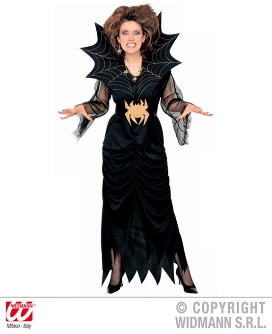 Kostüm Spiderlady (Kleid mit Stehkragen und Gürtel) Größe M