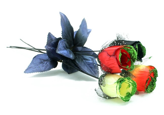 Rosenknospe mit Tüll und Glitzer - ca 45 cm