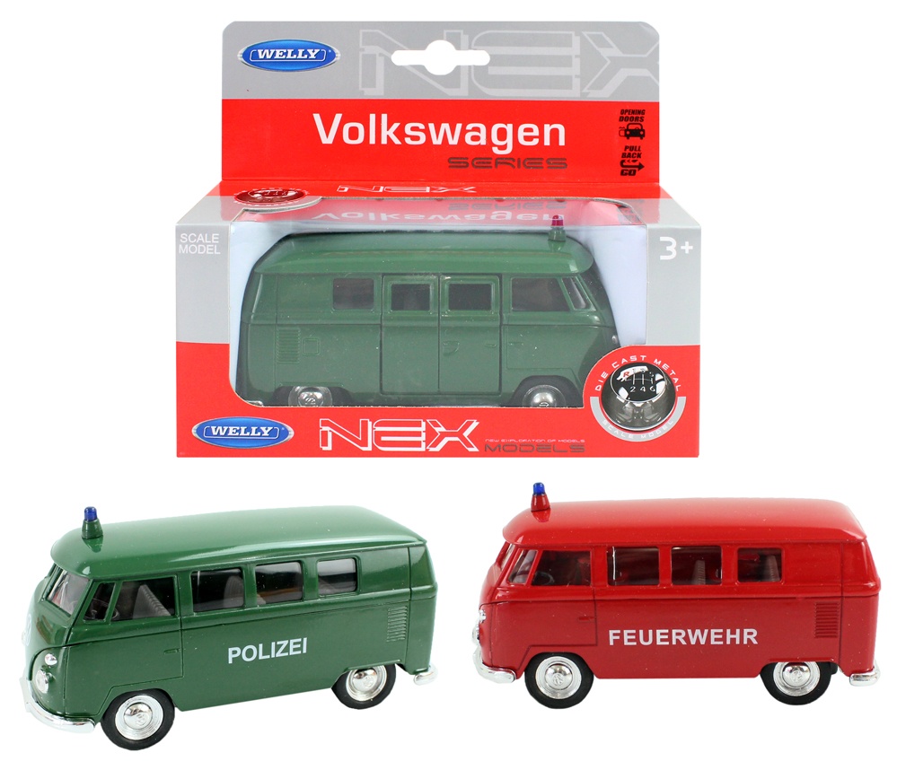 WELLY Volkswagen 63 T1 Bus Polizei/Feuerwehr - ca