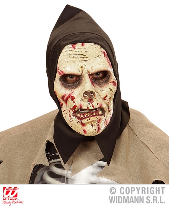 Maske Zombie mit Kapuze Schaumlatex