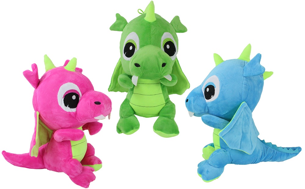 Drache sitzend 3-farbig sortiert ca 30 cm