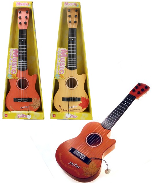 Gitarre braun mit 6 Saiten in Box ca 55 cm