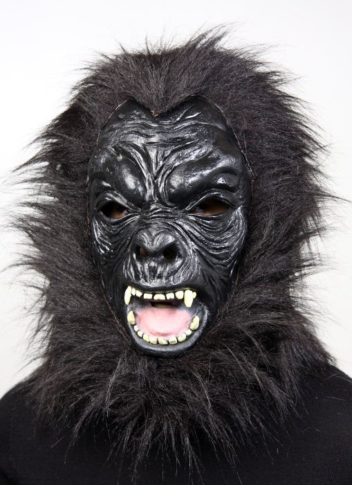 Maske Gorilla schwarz, mit Plüschhaar