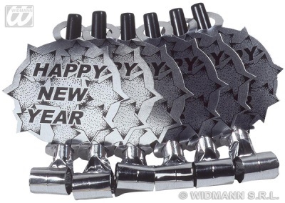 Luftrüssel Happy new Year silber - 6 Stück -gesamt ca 39cm