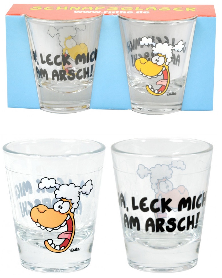 Ralph Ruthe Schnapsglas 2er Set Ja, leck mich am Arsch
