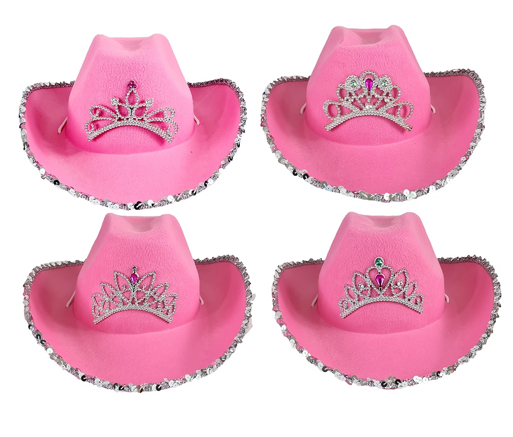 Cowboyhut- Glimmer Girl rosa mit Krone