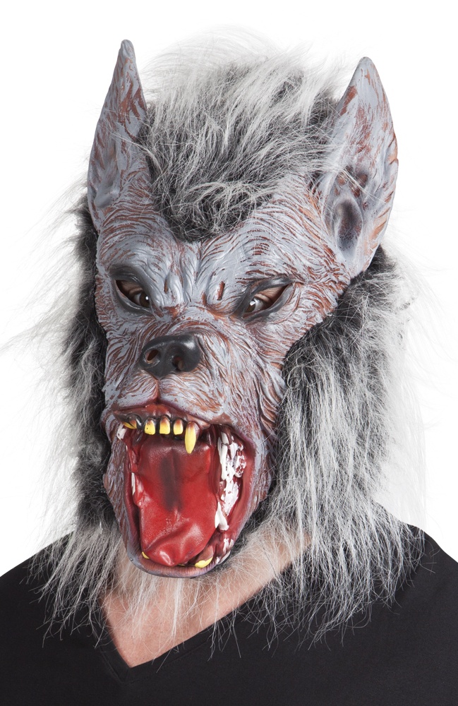 Maske Werwolf mit Fell - aus Latex