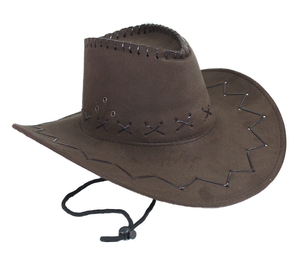 Cowboyhut braun Velourlederoptik