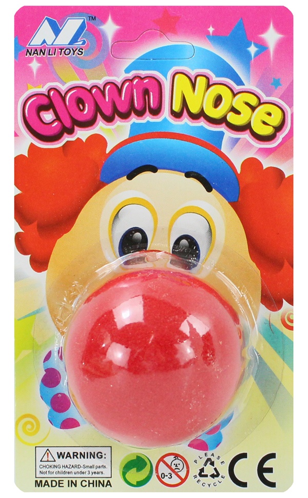 Clownnase Schaumstoffnase  rot auf Karte ca 45 mm