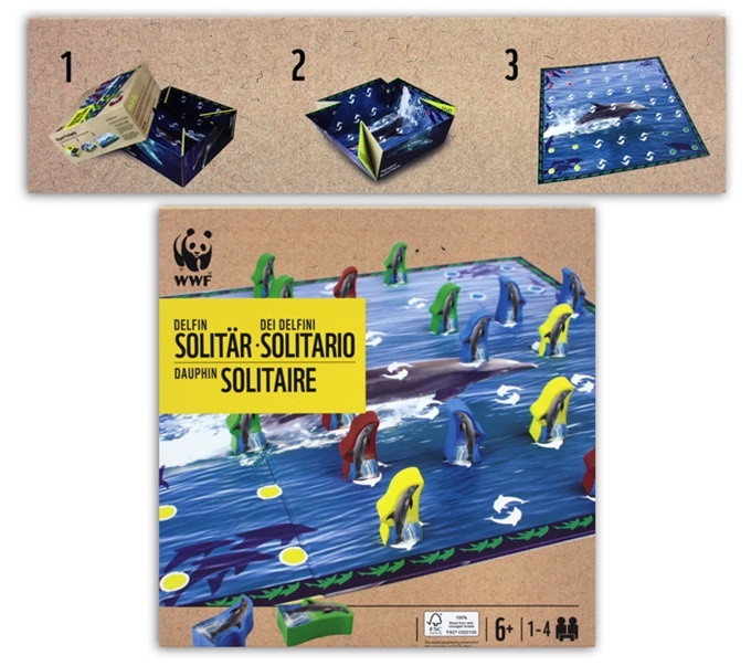 WWF Delfin Solitär Gesellschaftsspiel in Box ca 21x21x9cm