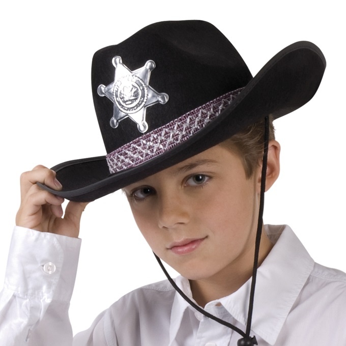 Cowboyhut Sheriff für Kinder schwarz