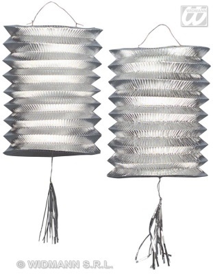Laterne - Zuglaterne metallic silber 2 Stück - je ca 25cm