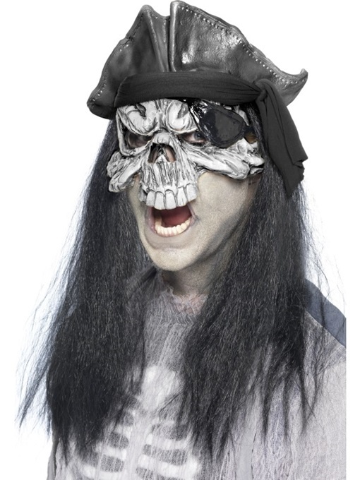 Maske Halbmaske Gruselpirat mit Haar, aus Latex