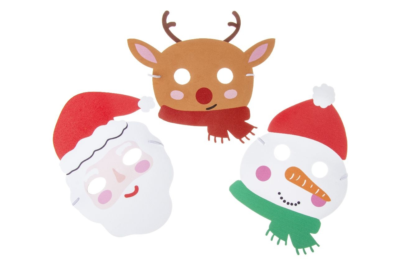Maske Weihnachten 3-fach sortiert ca 16-18 cm